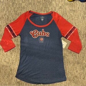 Majestic Cubs Quarter Length Sleeve Shirt - Red and Blue